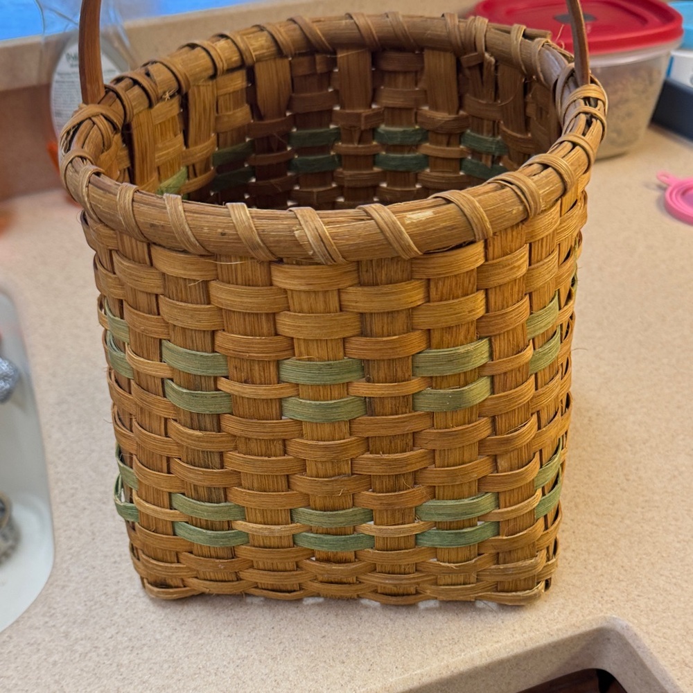 Handwoven Brown and Green Basket